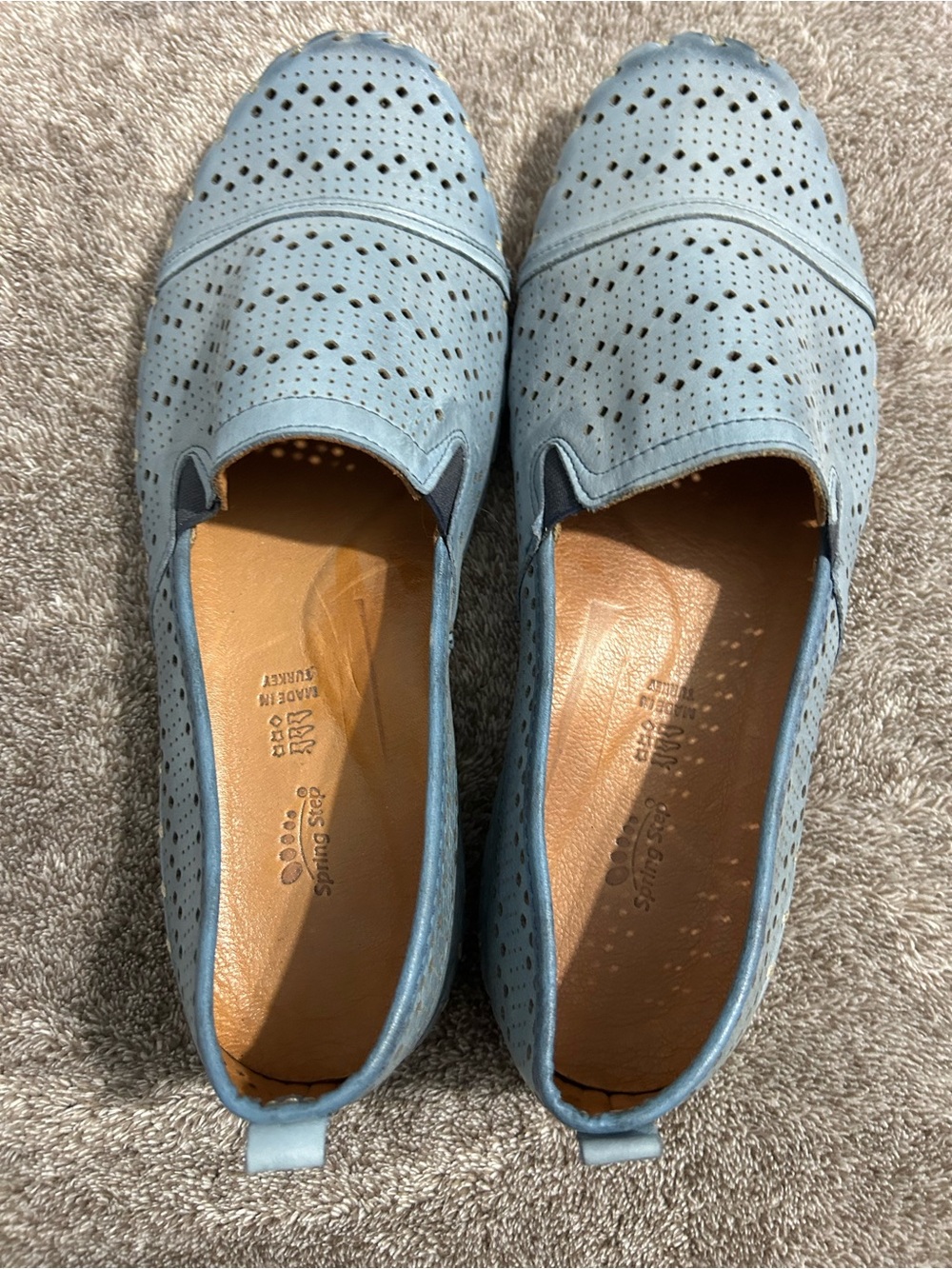 Spring Step Sky Blue Perforated Slip-On Flats